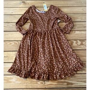 NWT Chenault Girl Lucianne Brushed Ruffle Hem Dress Size 8 Girl's Orange